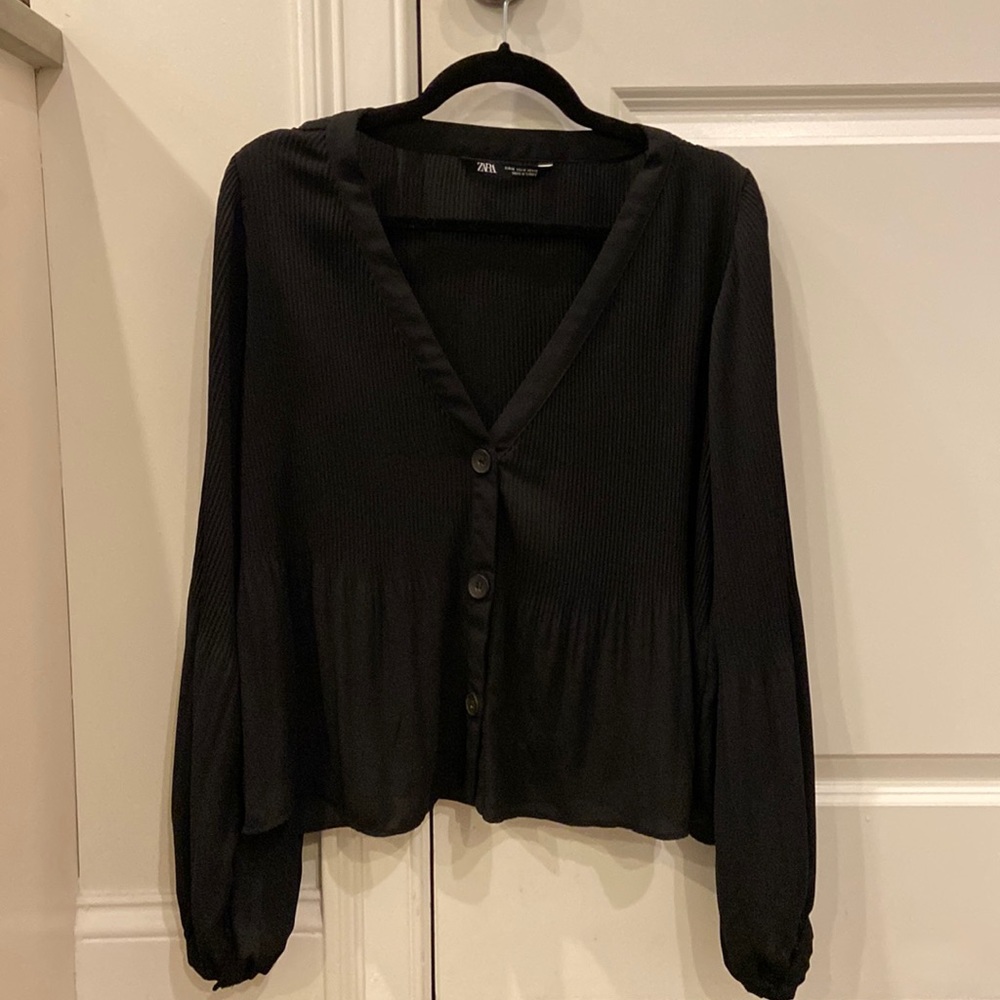 Zara black blouse with buttons size M